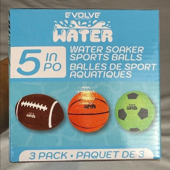 Evolve Water 3-pack 5" Soaker Sports Balls Kids: Football, Soccer, Basketball - Picture 5 of 9